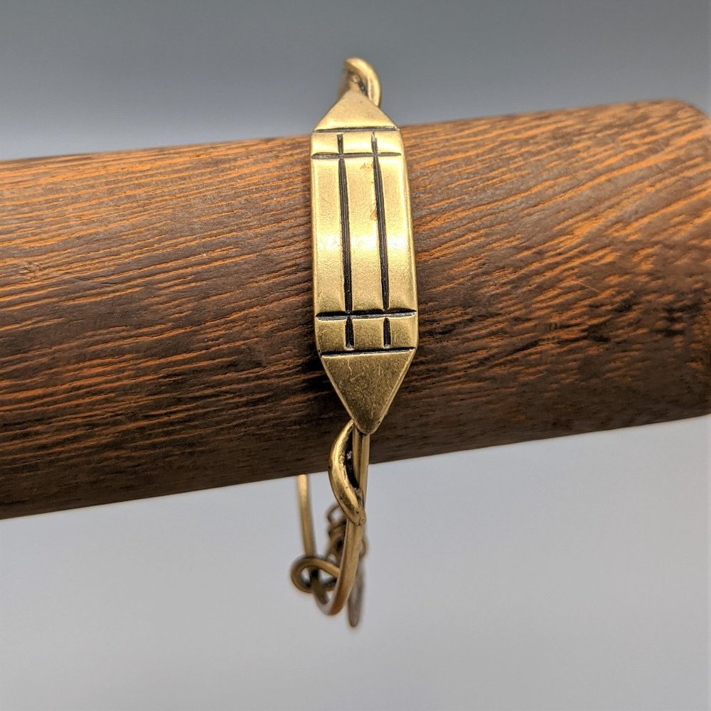 Rare Retired ALEX and ANI Gold Tone Trapeze Bangle